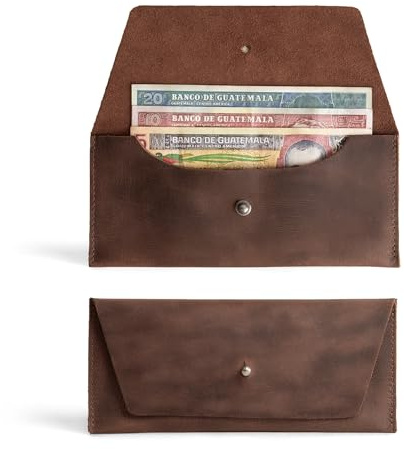 Hide & Drink, Lange Mehrzwecktasche, handgefertigt aus Vollnarbenleder, stilvolle Brieftasche zum Tragen und Aufbewahren von Bargeld, Münzen, Karten, Bourbon-Braun, Klassische Tasche