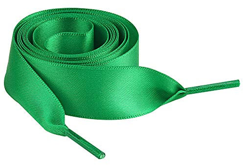 Jamron Piatto Seta Raso Nastro Lacci delle Scarpe 2CM di Larghezza per le Scarpe da Ginnastica Ballerine Pumps P13 Verde 120 CM