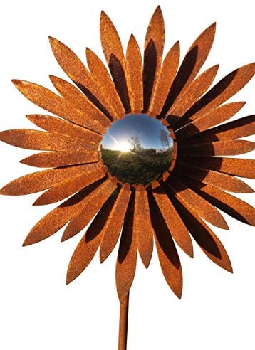 Bornhöft Gartenstecker Metall Rost Gartendeko rostige Dekoration Edelrost mit Edelstahlkugele Spitz