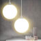 BAKAJI Lustre lampe suspension douille sphérique en verre mat support en métal chromé design moderne culot E27 ampoule max 40 W éclairage décoration maison (35 cm)