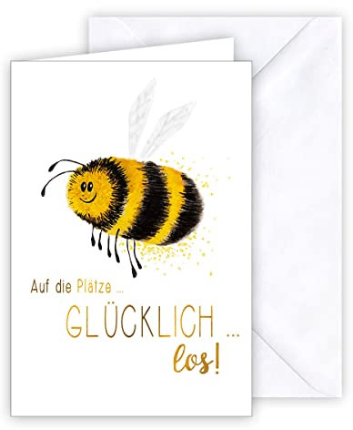 KE - Sommerliche Glückwunschkarte zum Geburtstag - Besondere Geburtstagskarte mit Wildblumensamen & Innendruck, inkl. Umschlag - B6 Karte mit Beilage - Motiv: Biene