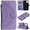 EYZUTAK Case for iPhone 11 6.1 inch, Premium Leather Flip Wallet Case with Card Slots Holder Kickstand Hand Strap Mandala Half Flower Design Embossed Shockproof Cover Case - Purple
