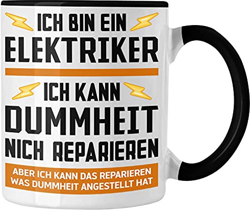 Trendation - Elektriker Geschenke für Männer Tasse Geschenk Elektriker Elektroniker Geschenkidee (Schwarz)