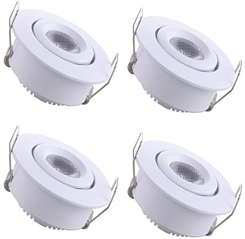 Yodave 4 Stück Klein Einbaustrahler Mini Spot 1W Rund Set Deckenspot Verstellbarem Lichtwinkel mit Trafo