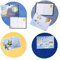 Papierdrachen 4 Pinnwand Tafeln mit 6 Postkarten - Kinderzimmerdeko aus Filz zum Aufhängen - Selbstklebende Wanddeko inkl. 12 Pins - Motivationssprüche - Astronauten - Set 4