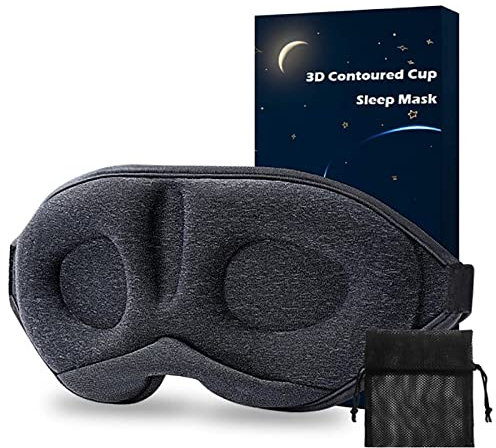 Zurzache Sleep Mask - Perfect Light Blockout 3D Comfort Ultra Soft Sleeping Mask for Women Men, No Pressure On Eyes, Ultra Soft & Comfortable Eye Shade Cover for Travel/Sleeping/Nap (Dark Grey)