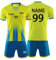 Personifizieren Fussball Trikot Kinder Erwachsene Hemd & Kurze Set mit Nummer Name Team Logo Fußball Trikot (Gelb)
