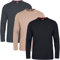 JRC Just Royal Clothing Pack of 3 Mens Long Sleeve Crewneck T-Shirts, Casual Round Neck Tops (Black, Charcoal, Rugby Tan, M)