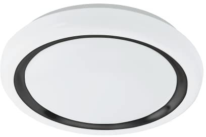 EGLO LED Deckenleuchte Capasso, minimalistische Deckenlampe, runde Deckenbeleuchtung aus Metall und Kunststoff in Weiß und Schwarz, Lampe Decke warmweiß, Ø 34 cm