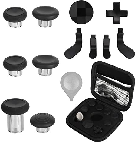 EEEKit Metall Thumbsticks, 13 in 1 D-Pads und Paddles Trigger Buttons Ersatzteile für Xbox One Elite Series 2 Controller, Schwarz