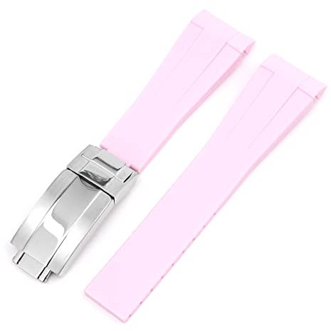 Stanchev bracelet en silicone sans fente pour Omega x Swatch moonsswatch, Omega x Swatch moonsswatch Speedmaster bracelet de remplacement de montre 20mm (Rose)