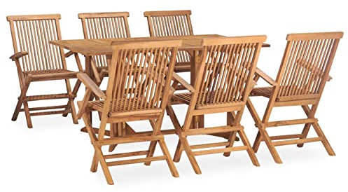 Yolola Sitzgruppe Garten Holz Essgruppe 6 Personen Gartenmöbel Set mit 6 Gartenstuhl Klappbar Gartenmöbel Essgruppe Gartengarnitur Holz Sitzgarnitur Gartentisch#2