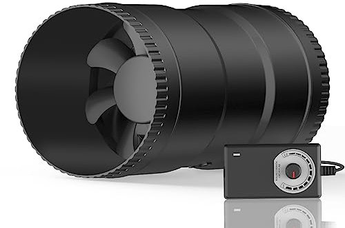 Hon&Guan 4 Inch Inline Booster Duct Fan with Speed Controller - 130 CFM Airflow with 6W Ultra-Low Power and Low Noise