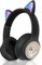 JYPS Kids Wireless Headphones, Cat Ear Headphones with LED Lights for Kids/Boys/Girls/Toddler Aged 3+, Childrens Bluetooth Headphones Foldable with Microphone for Kindle/iPad/Fire Tablet (Black)