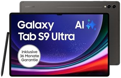 Samsung Galaxy Tab S9 Ultra AI-Android-Tablet, Wi-Fi, 256 GB / 12 GB RAM, MicroSD-Kartenslot, Inkl. S Pen, Simlockfrei ohne Vertrag, Graphit, Inkl. 36 Monate Herstellergarantie [Exklusiv bei Amazon]