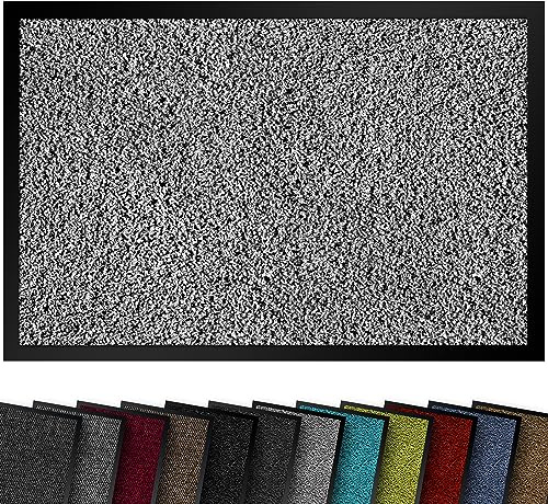 comflor Hochwertige Fußmatte Hellgrau 90x150 groß für Innen & Außen - Schmutzfangmatte rutschfest, waschbar & wetterfest - Fussmatte für Eingangsbereich & Aussenbereich - Läufer Flur dünn