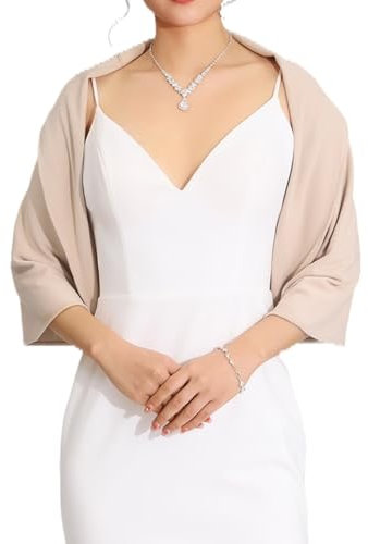 Damen Stola Schal für Abendkleid 3/4 Ärmel Bolero Hochzeit Braut Boleros Schals für Frauen (Khaki)