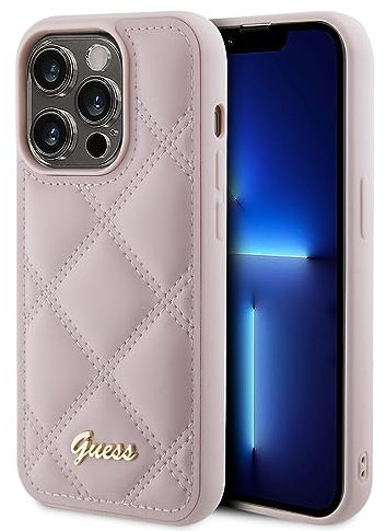 Guess GUHCP15LPSQSQSP Hülle für iPhone 15 Pro 6.1 Rosa hardcase Quilted Metal Logo