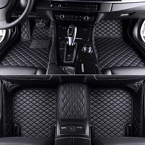 BEABAG Auto Leder FußMatten für Opel Mokka X 2016-2021, Auto Custom Full Cover rutschfeste Fussmatten Set, All Inclusive Stil Teppiche Innenverkleidung Schutz Zubehör,Black-LHD