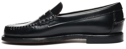 Sebago Damen Classic Dan Leather Penny Loafers - Handgenähte Slip-On Mokassins mit Ledersohle & zeitlosem Design, Euro Black - White, 38.5 EU
