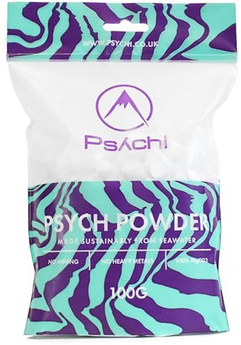 Psychi Psych Powder Climbing Chalk - Seawater Derived Grip Strengthener Gym Chalk for Gymnastics, Climbing, Pole Grip & Calisthenics Fitness - Fits Chalk Bag & Gym Bag - Resealable & Recyclable