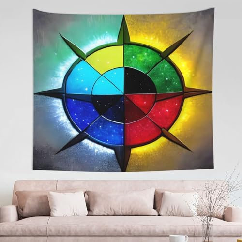 EkcoS Shine In All Directions Tapisserie, Retro-Stil, Wanddekoration, Wandteppich, 152,4 x 130 cm