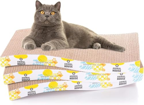 Animal House 3-teiliges Katzenkratzbaum-Set aus Pappe für die Unterhaltung Ihrer Katzenfreunde, 2 umkehrbare Schichten (Onda, 3)