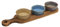 Lesser & Pavey Snack Dishes & Wood Trays for Food Serving | Wood Snacks Serving Platter with Bowls | Colourful Designers Round and Square Food Serving Tray Set of 3 - Elements