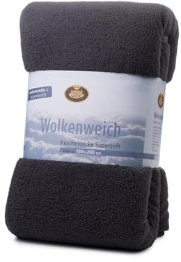 Gözze - Wolkenweich Kuscheldecke, Schaffellimitat, 100% Polyester (Mikrofaser), 150 x 200 cm - Anthrazit