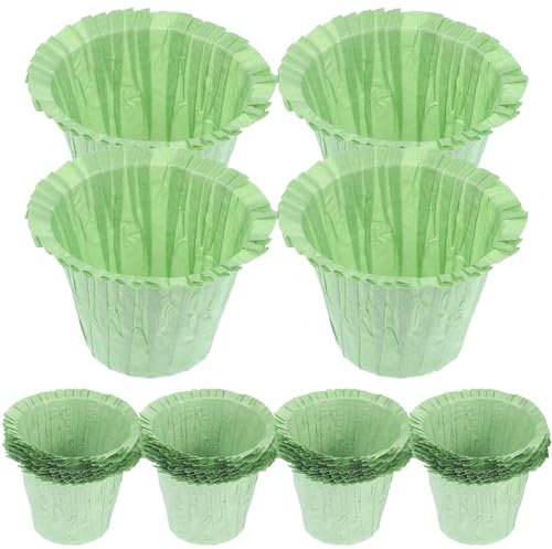 HOLIDYOYO 50 Stück Grüne Cupcake-Förmchen Fettdichte Muffin-Backförmchen Papier-Cupcake-Backförmchen Muffin-Förmchen Backformen Papierform Für Snacks Kuchen C