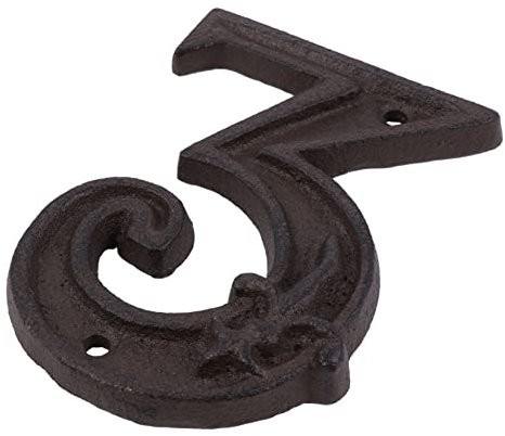 jojofuny Cast Iron Door Number 3 Vintage Metal House Sign Diy Address Plaque for Home Hotel and Apartment