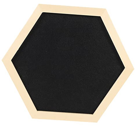 SHINEOFI 1Stk Nachrichtentafel Pinnwand an der Wand Foto-Anzeigetafel gerahmte Memotafel Memoboard aus Filz Fototafel schwarzes Brett Massivholz Notiztafel Sechseckiges Brett Holzrahmen