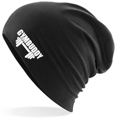 Huuraa Beanie Gymbuddy Hantel Geschenk Black Gymbuddy Präsent