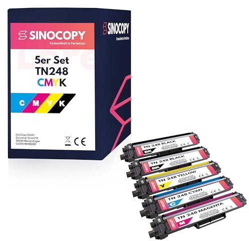 Sinocopy 1x Toner mit Chip Kompatibel TN248 BK für Brother MFC-L8390CDW MFC-L8340CDW HL-L8240CDW HL-L8230CDW (1x CMYK 5er Multipack)