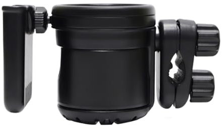 Ehozirta Vielseitiger ABS-Wasserbecherhalter mit 360° Drehung und Telefonhalterung, 3-in-1, rutschfest, fest, Kinderwagen-Getränkehalter für Roller, Fahrrad, Walker und Rollstuhl, hält Tassen,