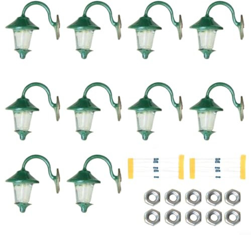 HOHOVYVY Modelleisenbahn Wandlampen,Wandlampen LED Straßenlaternen 1-flammig Für H0 Häuser Bausatz 10-teilig