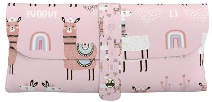 DEXNEL Pinke Lama-Kaktus-Tasche aus Leder, elegant, leicht und handlich, schützt Ihre Gläser mit Stil und Komfort, weiß, One size