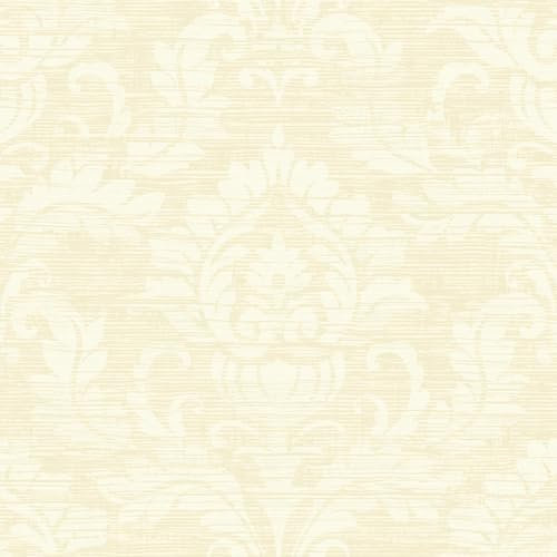 Classic Damask Cream Wallpaper - Traditional Trendy Glamorous - Acrylic Coated Stylish Feature Wall