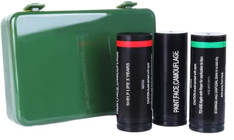 Qkbuza Camouflage-Gesichtsfarbe, Camping-Camouflage-Farbe, 3 Farben, Camouflage-Gesichtsfarbe, multifunktional, für Jagd, Camping