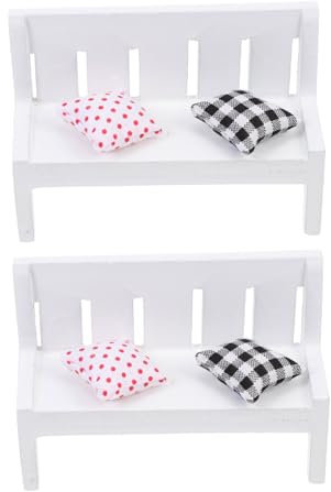 BESTonZON 2sätze Miniatur-bänke Mit Kissen Teiliges Für Puppenhaus-Dekoration Dekorative Möbelmodelle Realistische Mini-möbel Für Kreative Bastelprojekte Und Landschaftsdesign