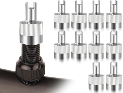 Emezddo 10 Stück Ventilkappen,Autoventil Metall Kappen,Ventilausdreher,Autoventilkappen,Staubkappen,Reifenventilkappen,Schlitzkopf Ventil Werkzeug,für Auto Motorrad LKW Fahrrad