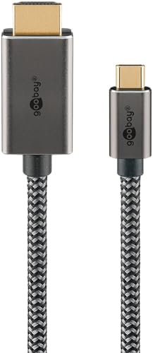 goobay Cable USB C a HDMI 2.0 - Conectores chapados en Oro, resoluciones Ultra HD hasta 4K @ 60 Hz, Adaptador USB-C a HDMI para Ordenador portátil, PS5, Xbox, Apple TV 4K, Accesorios para televisores