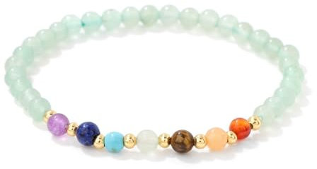 JENCVNL 7 Chakra Crystal Bracelet, 4mm Beaded Bracelet Natural Stone Crystal Bracelets Chakra Yoga Bracelets for Women Teen Girls (Green Aventurine-Stretch)