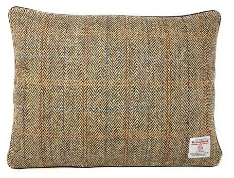 Scott and MacKenzie Harris Tweed Kissenbezug, Fischgrätenmuster, doppelseitig, Braun