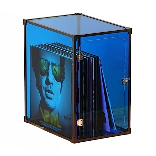 scatola porta vinili Cassetta portadischi in vinile, custodia portadischi LP con telaio in lega di alluminio, scatola portadischi con copertura in vetro organico, facile da installare scaffali portaog