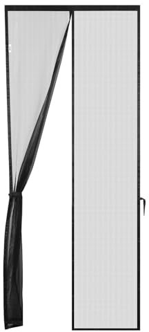 Tanice Mosquitera Magnética Instalación en Ventana Francesa Sin Taladrar Cierre Automático Silencioso Poliéster Duradero Para Balcón Salón (Negro, 90 * 210CM)