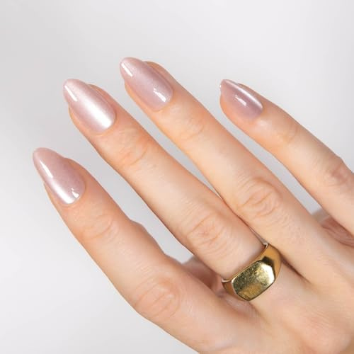MOYOU LONDON Gel Press On Nails - Elegant Short Almond Shape, Long-lasting & Comfortable Soft Fake Nails with Glue, Reusable Natural Stick On Nails for Women, 32 Pcs in 16 Sizes