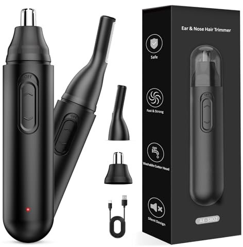 Taglia Peli Naso e Orecchie Rasoio Peli Naso - Tagliacapelli Professionale Indolore per Orecchie e Sopracciglia e Barba per Uomo e Donna IPX7 Impermeabile USB Ricaricabile Nero