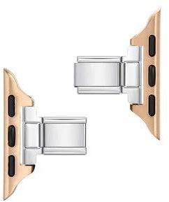 Italian Charm Bracelet Apple Watch Band Connectors Compatible for Apple Watch Strap Adapter Replacement Link Attachment for iWatch - SE,Series 4,5,6,7,8,9,10,Ultra Cases(44/45/46/49mm),Rose