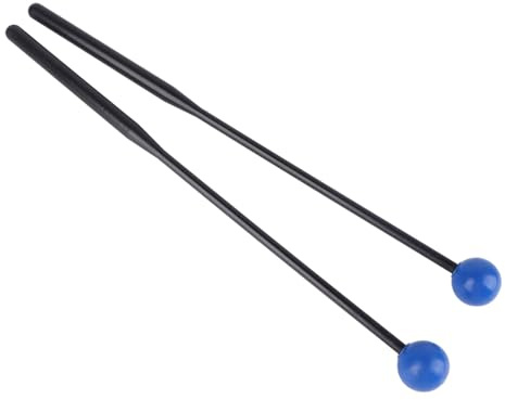 Fafeicy 2 PCs Marimba Mallets Abs Drum Mallet, Percussion Gummi -Xylophon -Stöcke Schlagzeuge Percussion für Glockenspiel Bell Chime (Schwarzer Stab, blauer Kopf)